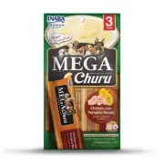 Inaba Dog MEGA Churu Meal Topper Treat Chicken & Pumpkin Puree - 18 x 48g Tubes