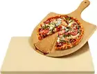 Pizza Stone Oven and Grill, Free Wooden Pizza Peel Paddle, Durable and Safe Bak