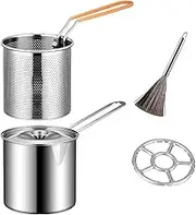 Deep Frying Pot Portable Sauce Pasta Strainer Basket for Frying Camping Home with pot brush