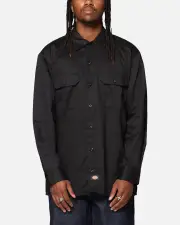 [DICKIES] Dickies Long Sleeve Work Shirt Black - Size M M Black