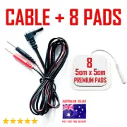 CAREMAX TENS EMS compatible ELECTRODE PADS CABLE + 5cm x 5cm x 8 PREMIUM PADS