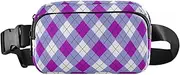 [Amooorous] Purple Checkerboard Stylish Fanny Pack Waist Bag for Women Men Mini Sling Bag Travel Accessory with Adjustable Strap for Cycling Hiking Gym, purple checkerboard, 1 size