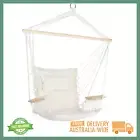 Gardeon Hammock Hanging Swing Chair Boho Macrame Cream - indoor / Outdoor Swing