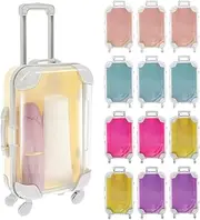[LAINIUTE] 12Pcs Mini Suitcase Storage Box, ABS Mini Luggage Candy Box, Multi Color Mini Suitcase Party Favor Box, Cute Mini Trolley Case, Packaging Box, Clear False Eyelashes Travel Case for Party