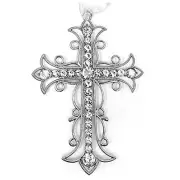 Crystal Cross Ornament for Christmas Tree or Hanging Décor, 4.5"