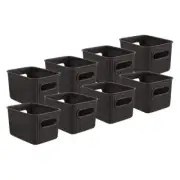 Superio 1.5 L Mini Ribbed Storage Bin- Plastic Storage Basket (Brown, 8 Pack)