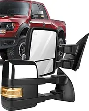 ECCPP Towing Mirrors Tow Mirrors with 2004-2014 For Ford For F150 Pickup Truck Power Adjusted Heated Turn Signal Puddle Width Auxiliary Light Chrome Housing Pickup Truck Mirrors