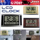 Large Screen LCD Digital Wall Clock Time Thermometer Calendar Alarm Clock