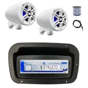 Dual Marine Receiver,Spa Bezel,Adapter, Antenna,Wire, 2x 4" 150W White Speakers
