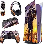 playvital Skin for PS5 Console Regular Edition, Vinyl Skin Stickers, Protective Film for PS5 Console, Controller, Charging Station, Headset, Media Remote Control, Twilight