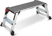 Work Platform, Aluminum Step Ladder, 40"×12"×20" Step Platform Non-Slip, Heavy Duty Folding Work Bench Capacity 330 LBS for Washing Vehicles, Cleaning, Painting, Decorating