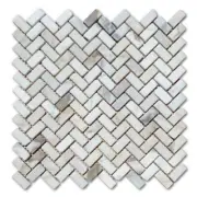 G70XT Tumbled Calacatta Gold Calcutta Marble Herringbone Mosaic Tile