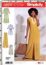 "Misses' Dress in 2 Lengths w/ Neckline & Sleeve Variations" Simplicity # S8912