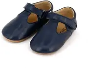 SKEANIE Pre-Walker Leather T-Bar Shoes, Navy, Large