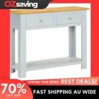 console table light grey 83x30x73 cm rustic solid oak storage 8635