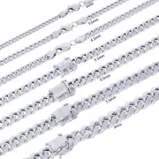 10K White Gold 3mm-9mm Miami Cuban Link Necklace Chain or Bracelet, 7"-30"