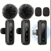 Wireless Lavalier Microphone for Iphone, Ipad, Android Phone，2-Pack Mini Microph
