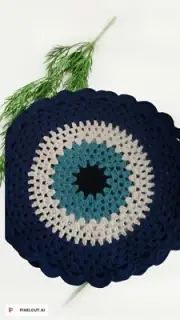 Placemats For Dining Table-Evil eye Placemats Hand Knitted Crochet- Gift For Mom