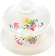 Cabilock Tureen Tea Cup Sancai Cover Bowl Chinese Tureen Teacup Tea Serving Bowl Tearoom Supply