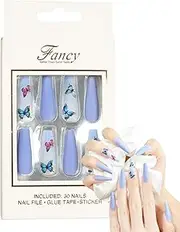 French Press Nails Long - Extra Long Ballet False Nails With Glue Gel,Reusable Artificial Acrylic Nails Glue Nails For Wedding