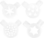 Ciieeo 4pcs Fancy Nozzle Modeling Lids Spare Parts Soft Serve Ice Cream Machine Shape Caps Fittings Replacement 29mm Inner Diameter, Star Snowflake