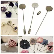 20 Pcs Silver Tone Round Tray Lapel Pin Safety Pins Brooches for Men Women Suit