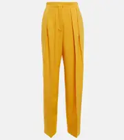 [Stella McCartney] Stella McCartney Wool-blend high-rise pleated pants AU 4 yellow
