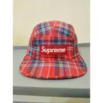 【二手美品 保證真品】 SUPREME BOX LOGO 紅色格紋五分割帽  CAMP CAP