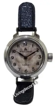Antique Black Leather Maritime Nautical Watch Clock Decorative