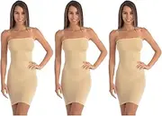 [Body Beautiful Shapewear] Smooth Strapless Full Body Slip Shaper with Attachable Straps Runs small in fit. Order One Size Up (3 Nude, Small/Medium), 3 Nude