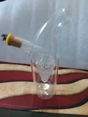 Glass 2 In 1 Oil And Vinegar Dispenser With Grape Motif.