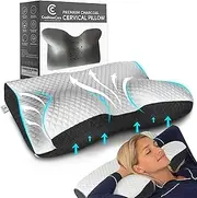 Premium Cervical Neck Pillow for Pain Relief Sleeping – Bamboo Charcoal Memory Foam - Orthopedic Contour Pillow for Side, Back, Stomach Sleeper - Ergonomic Neck and Shoulder Support Pillows