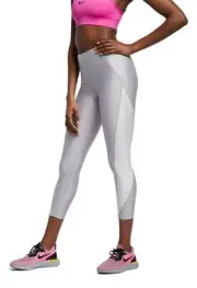 Women's XL Nike Power Speed 7/8 Gray Metallic Running Tights Pants AR4408-027
