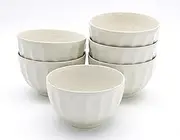 Mino Ware Japanese Cafe Series Chrysanthemum Patterned Multi-Use Bowl, White, 6-Piece Set (Size: H 3.1 x W 5.1 x D 5.1 inches (8 x 13 x 13 cm)