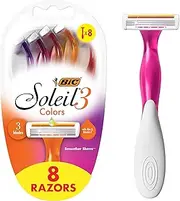 BIC Soleil Colour Collection Disposable Women's Razors - Pack of 8 Shavers, Assorted, SX3WP81-AST