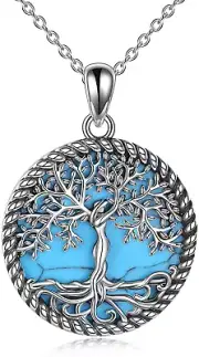 Tree of Life Necklace Sterling Silver Turquoise Tree of Life Pendant Jewelry for