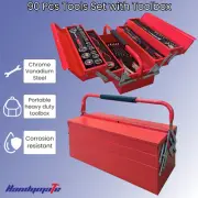 Toolbox with 90 PCS Tools Set Sockets Wrenches Set Cars Automotive Repair Kit