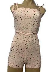 BNWT Girls Sz 16 Anko Brand Baby Pink Hearts Print Playsuit Shorts Dress