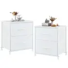 Nightstand Small Dresser with 2 Fabric Drawers Side Tables 2 Pack White