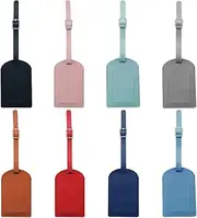 TRKETK Pack of 8 Luggage Tags Waterproof PU Leather Luggage Tag Suitcase Tag with Address Label Luggage Tag for Travel Bag Suitcase Traveler Businessman Suitcase Tag Air Travel