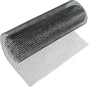 Modengzhe 47 x 15.7 inches Car Grill Mesh Sheet, Black Painted Aluminum Alloy Multi-functional Grille Mesh Roll (6 x 12 mm Rhombic Grids)