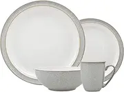 Denby - Elements Light Grey Dinner Set for 1-4 Piece Ceramic Tableware - Dishwasher Microwave Safe Crockery Single Place Setting - 1 x Dinner Plate, 1 x Small Plate, 1 x Cereal Bowl, 1 x Coffee Mug