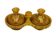 Moroccan Mini Spicer Tagine Double Spice Holder Salt & pepper condiment Yellow
