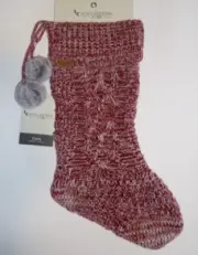 Koolaburra by UGG Carla Cable Knit Stocking Christmas Holiday Red White Knit