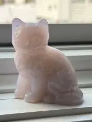 Mosser Glass Fluffy Kitty Kitten Sitting Cat Figurine Color: CROWN TUSCAN PINK