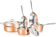 [Nutrichef] Kit 8-Piece 4-Ply Kitchenware Pots & Pans Set Stylish Kitchen Cookware w/Cast Stainless Steel Handle