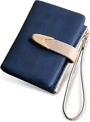 [TOPKULL] Wallets for Women Rfid Small Compact Bifold short Wallet,Ladies Wristlet Zipper Coin Purse, Navy