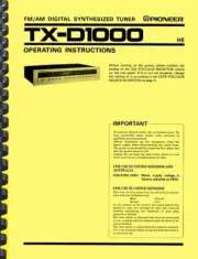 Pioneer TX-D1000 Tuner OWNER'S MANUAL and SCHEMATIC DIAGRAM