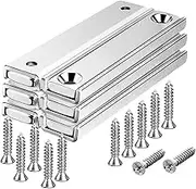 UCINNOVATE Neodymium Rectangular Pot Magnets with Counter Bore, 60x13.5x5mm Bar Magnets with Countersunk Hole and Screws for Industrial, DIY, and Home Applications - 6 Pack