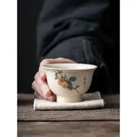 在飛比找ETMall東森購物網優惠-臻璞復古灰釉小茶杯單只品茗杯陶瓷功夫茶杯單個迷你單杯家用茶具